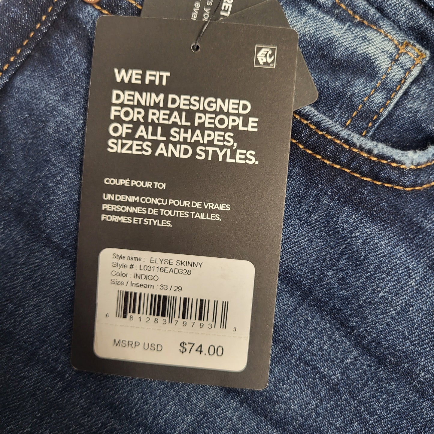 SILVER JEANS CO. Elyse Mid Rise Skinny Leg Sz 33/29 Indigo L03116EAD328