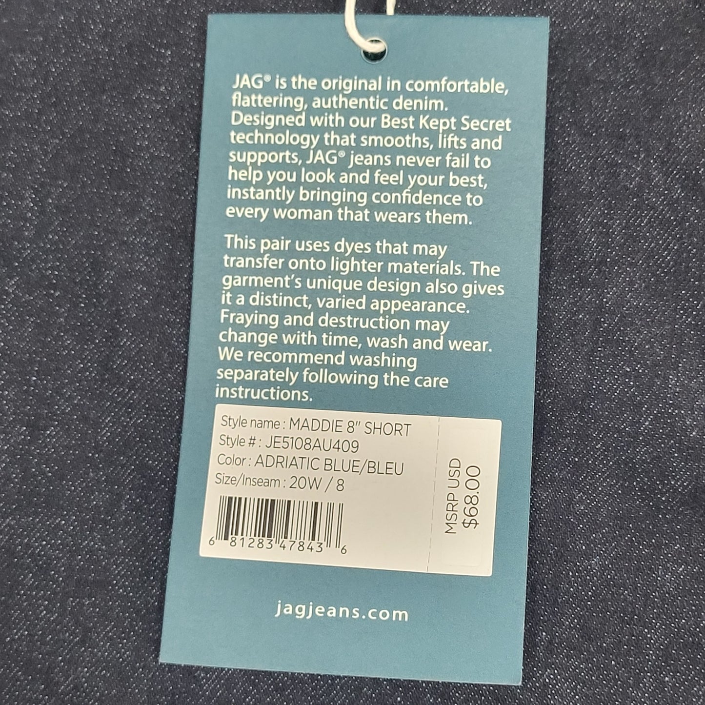JAG Maddie Mid Rise Pull-On Short Womens Sz 20W/8 Adriatic Blue JE5108AU409