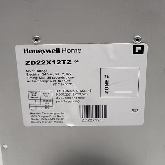 HONEYWELL HOME Truezone Rectangular Parallel Blade Damper 22"x12" ZD22X12TZ