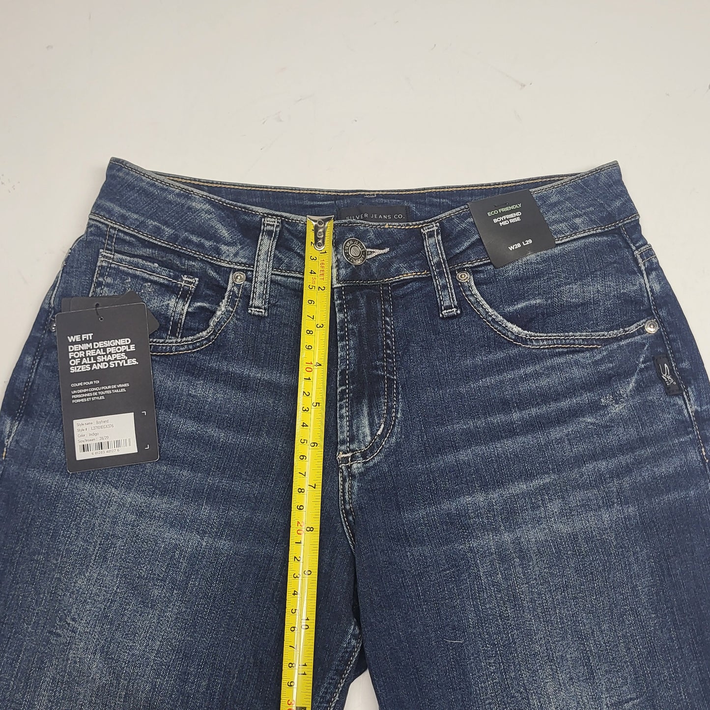 SILVER JEANS CO. Boyfriend Mid Rise Eco Friendly Sz 28/29 Indigo L2710EGX376