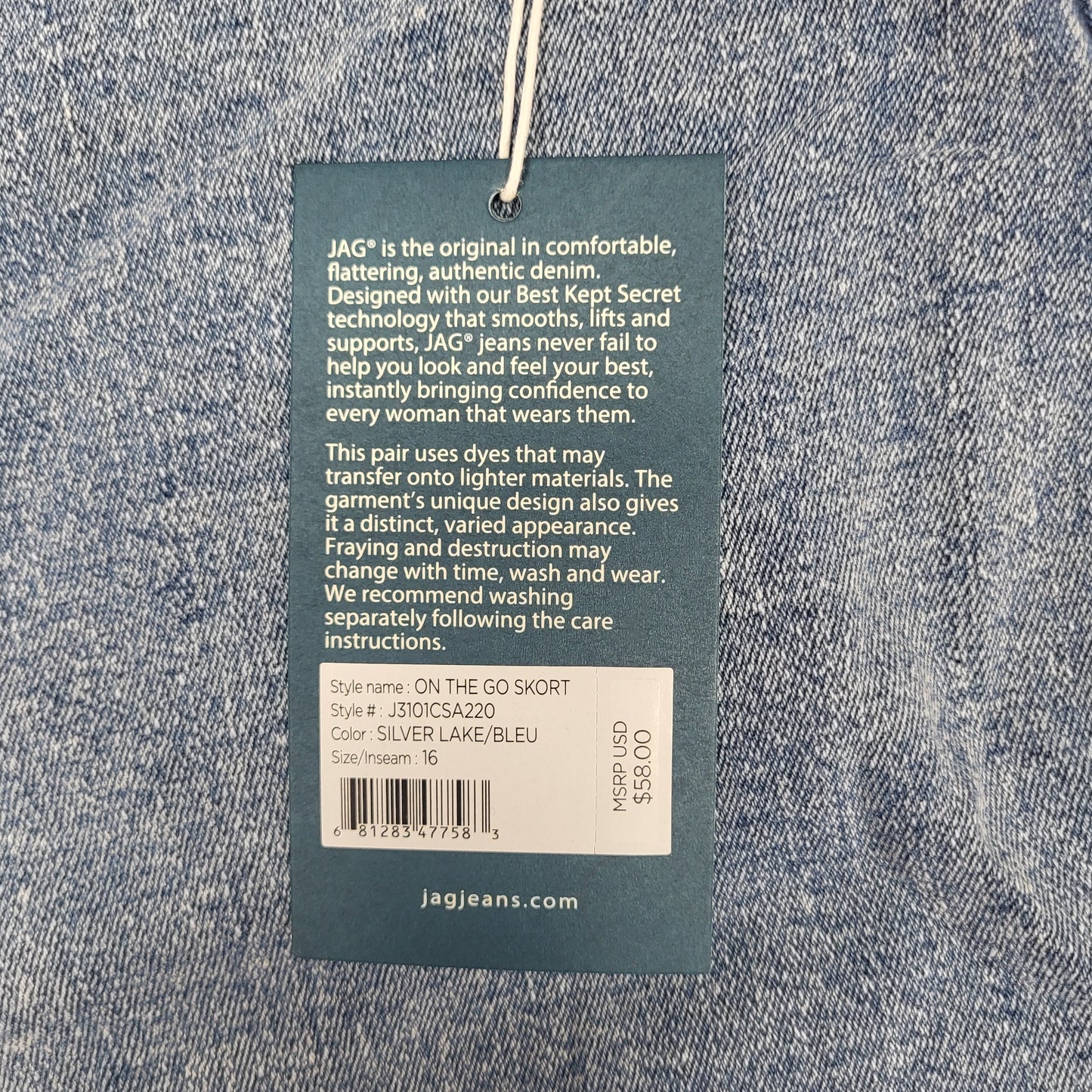 JAG On-the-go Mid Rise Pull-On Skort Womens Sz 16 Silver Lake J3101CSA220