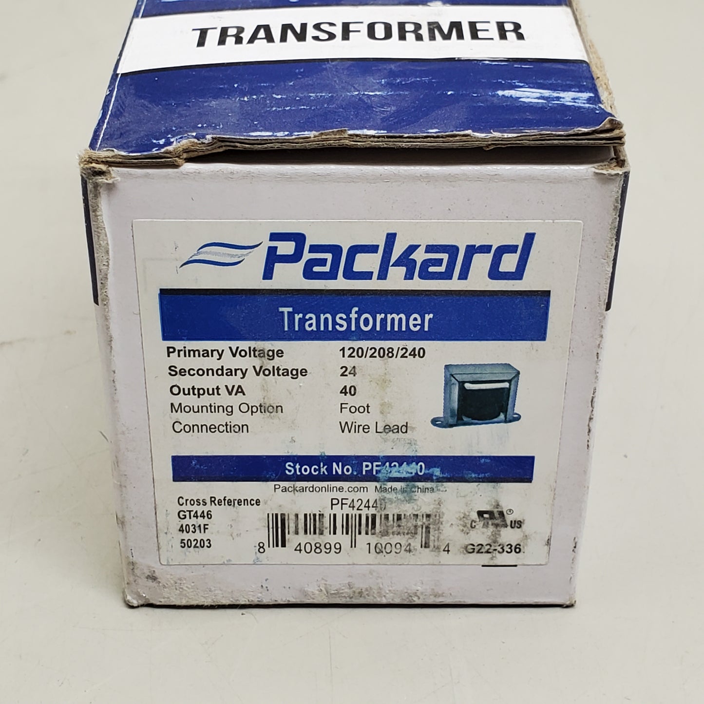 PACKARD Foot Mount Transformer Primary 120/208/240V Secondary 24 Volts PF42440