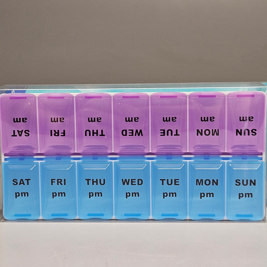 FAMILYMAID (2 PACK) 7-Day Pill Organizer 14 Compartments! Easy Organize Jumbo Size