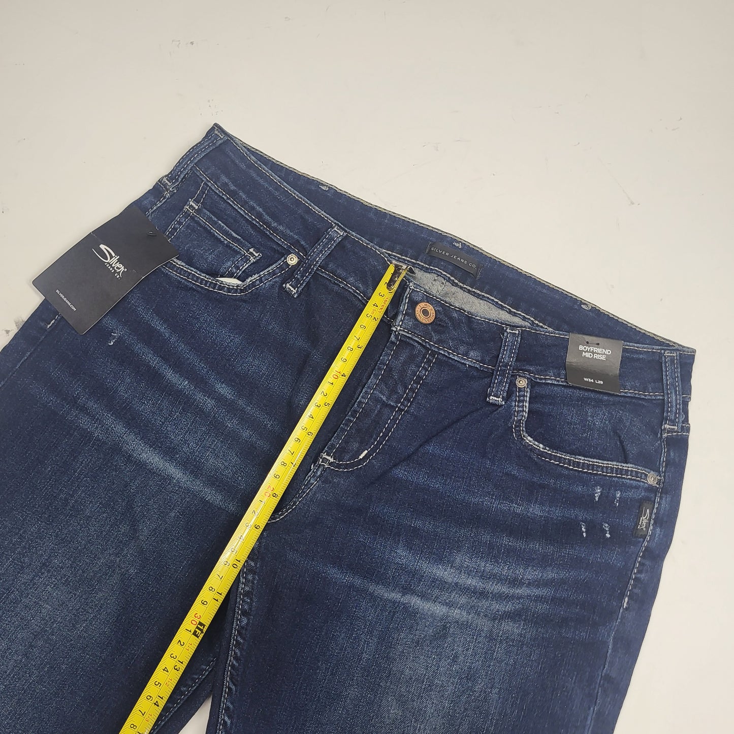 SILVER JEANS CO. Boyfriend Mid Rise Sz 34/29 Indigo L27101SSX365