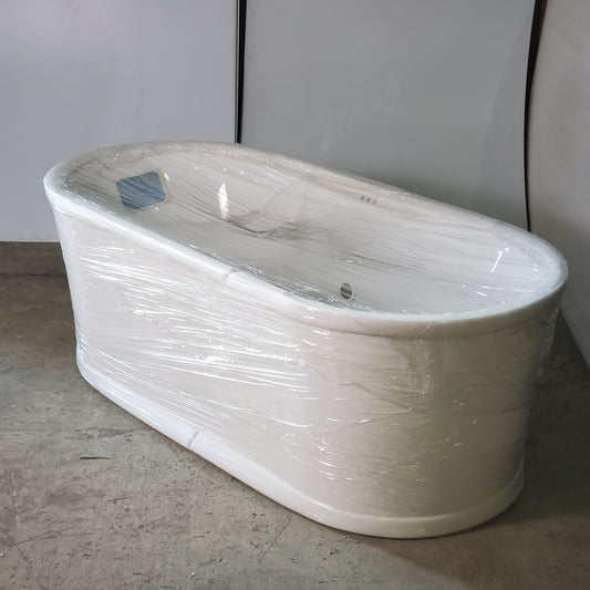 WOODBRIDGE 67” Freestanding Air Bubble Soaking Tub - White w/ Black Drain