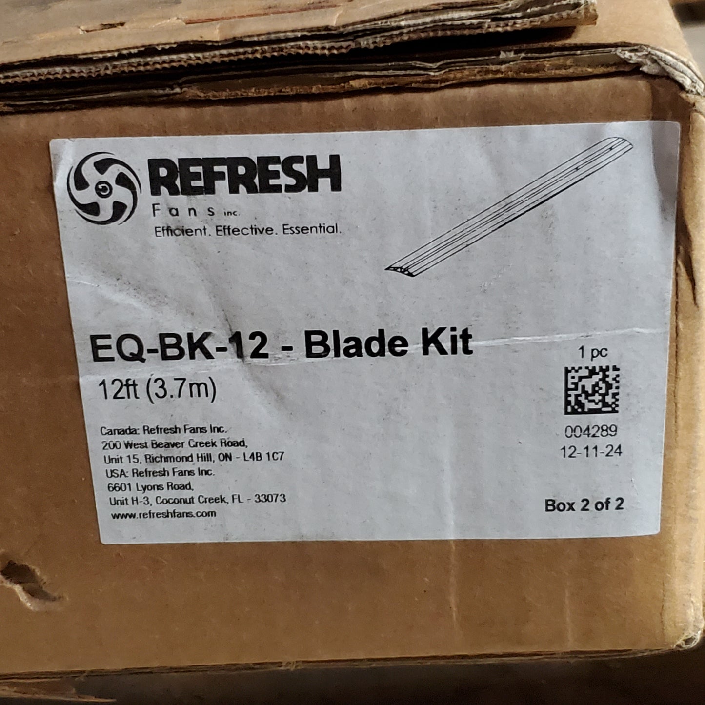 REFRESH (5 Blades) Ceiling Fan Blade Kit Only For 12' Fan 7-3/8" x 65" Grey EQ-BK-12