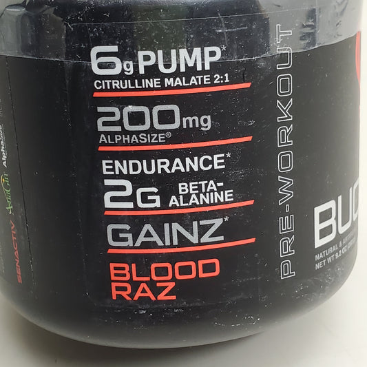 ZA@ DAS LABS Bucked Up Pre-Workout Blood Raz 25 Serv 9.2 Oz BB 04/26 Dietary Supplement H