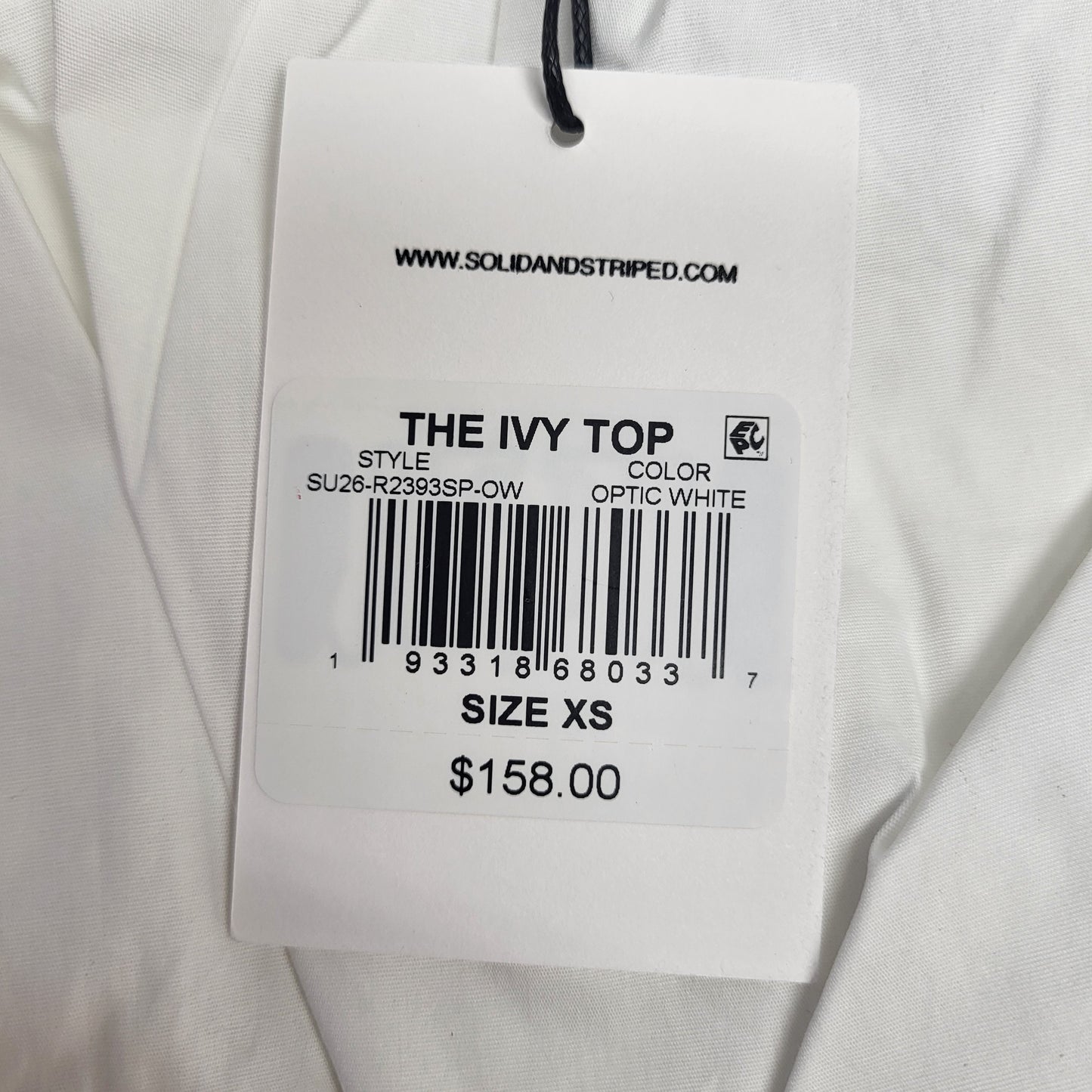 SOLID AND STRIPED The Ivy Top Bubble Crop Sz XS Optic White SU26R2393SPOW
