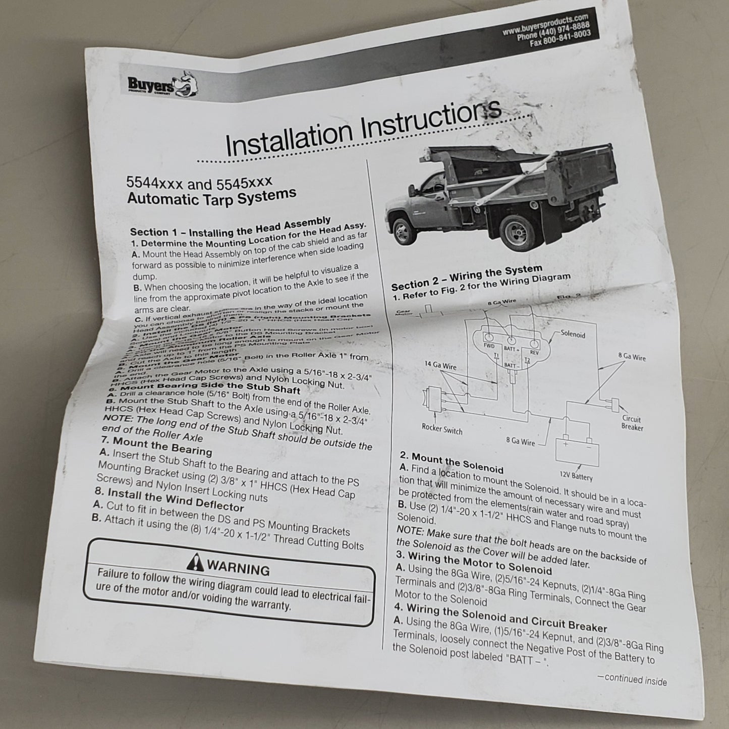 ZA@ BUYERS Automatic Tarp Systems Accessories Wire, Mounting Plates, Circuit Breaker & Solenoid Switch Kit (New Other)