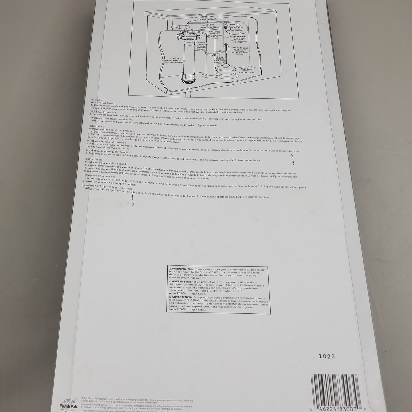 KEENEY Plumb Pak Anti-Siphon Toilet Tank Repair Kit For 12" Or Higher Tanks PP830-3