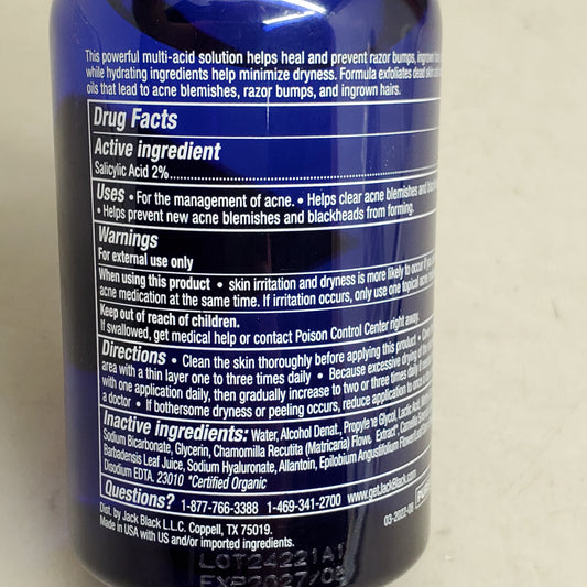JACK BLACK Bump Fix Acne, Razor & Ingrown Hair Solution 6 Fl Oz BB 08/27