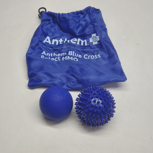 ZA@ CanDo (10 Pack) Massage Balls One Smooth and One with Spikes and Bag 2.5" Blue (Advertising)