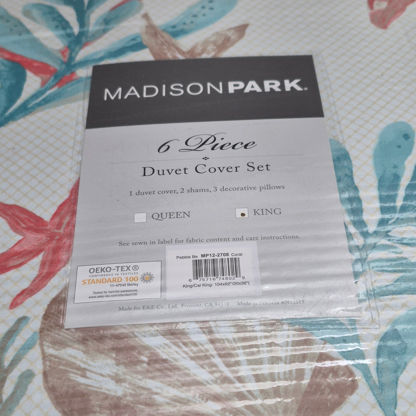 MADISON PARK 6 Piece Duvet Cover Set king Coral MP12-2708