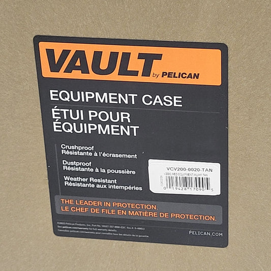 PELICAN Vault Equipment Case W/ Foam Insert Crushproof Tan VCV200-002-TAN