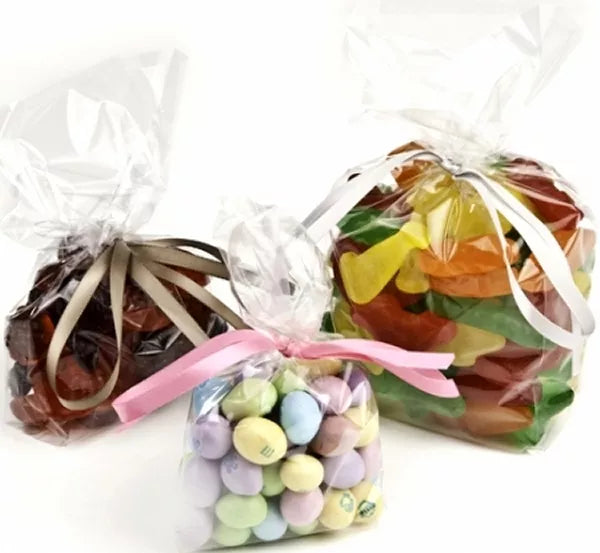 ZA@ ELKAY (100 PACK) Clear Gusseted Cello Poly Plastic Bags Candy Cookie 1.5 Mil 4.5"x 2.75"x 10.75" G