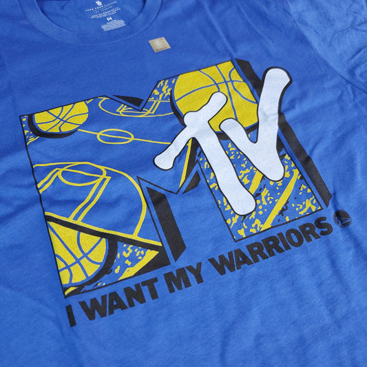 JUNK FOOD NBA MTV Short Sleeve T-Shirt I Want My Warriors Men's Sz M Blue (New)