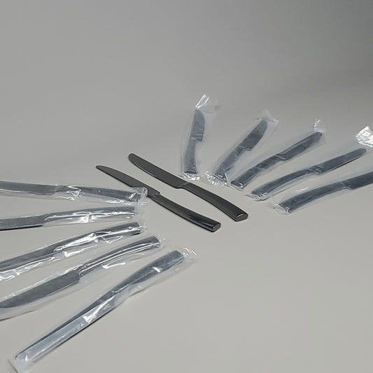 LIBBEY WORLD Tableware 12 Pcs Master's Gauge Aspect Dinner Knives 9-3/8" Dark Gunmetal (New)