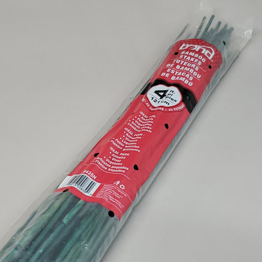 BOND Pack Of 25 Bamboo Stakes 4 Ft. Tall Green 425N By Orbit (New)