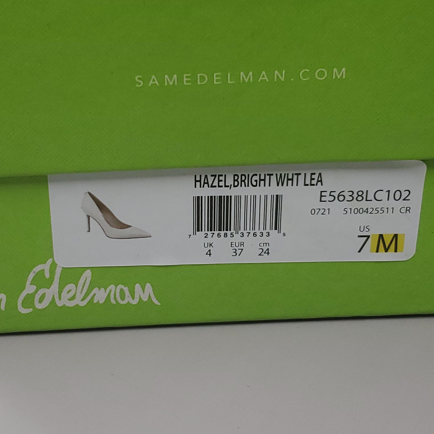 SAM EDELMAN Hazel High Heel Leather Shoes Women's Sz 7 Bright White E5638LC102 (New)
