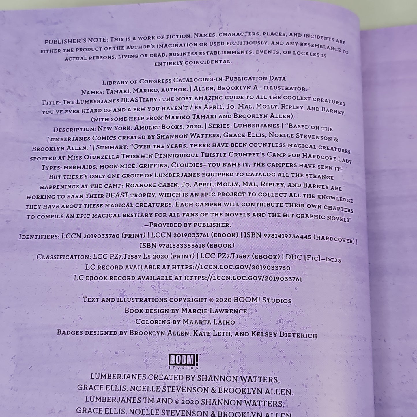 THE LUMBERJANES BEASTIARY By Mariko Tamaki Book Hardback (New)