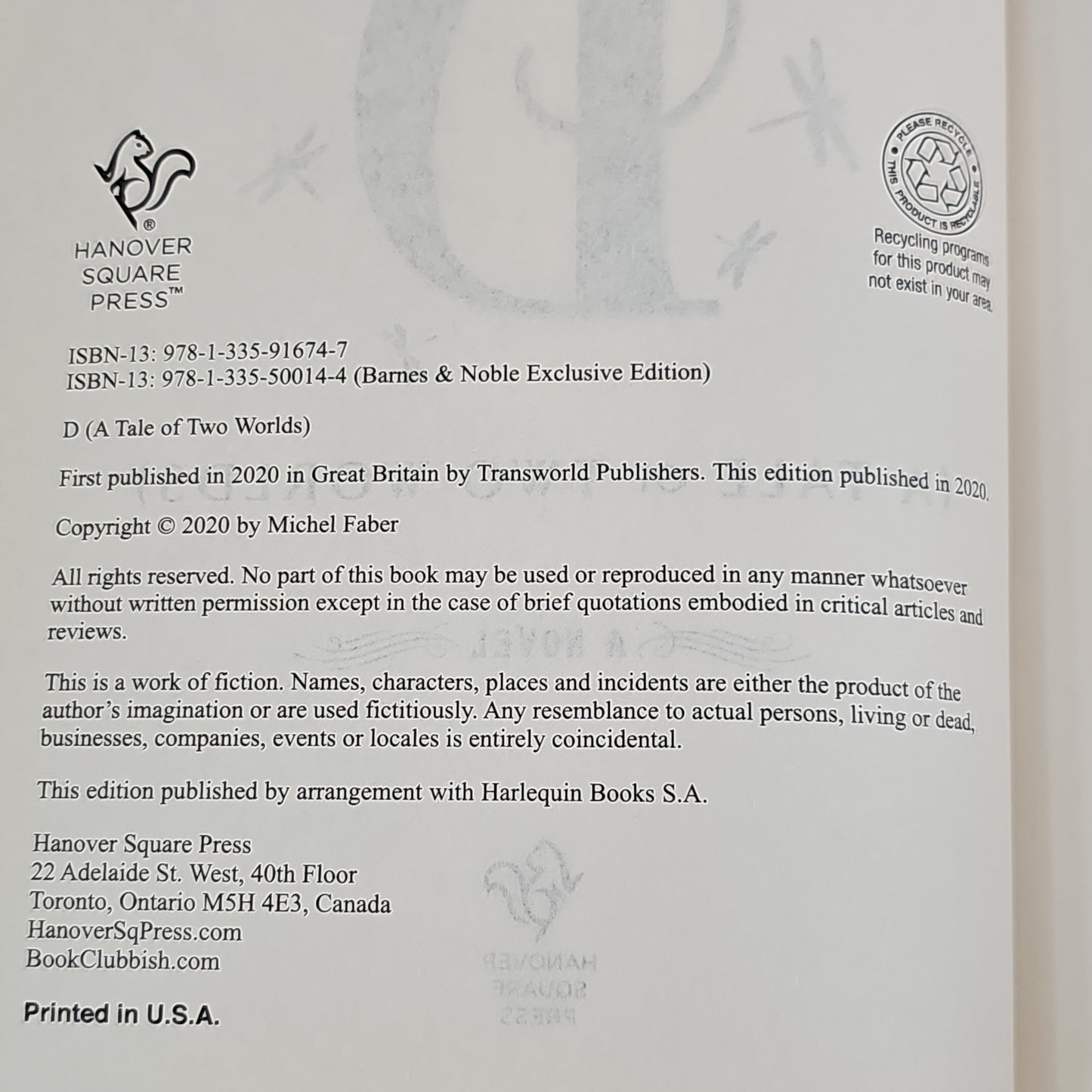 A TALE OF TWO WORLDS by Michael Faber Book Hardback (New)