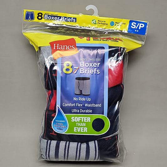 HANES Boxer Briefs 16-Pack Boy's Tagless Size S 6/8 B74SR8 (New)