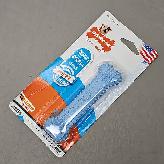 NYLABONE Puppy Chew Pack of 6! Dogs Chew Toy Blue Petite Bone Chicken Flavor NBP901P (New)