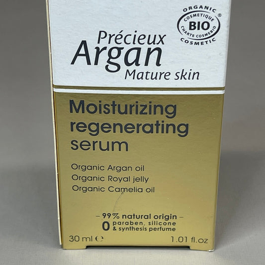 SO BIO etic Precious Argan Moisturizing Regenerating Face Serum Organic Anti-Aging & Firming for Dry Skin & Deep Hydration 1 fl oz (New)