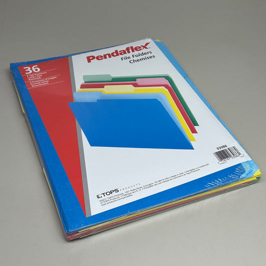 ZA@ PENDAFLEX 10-PK! File Folders Assorted Colors 3 Tab Positions Letter Size 36ct (New) J