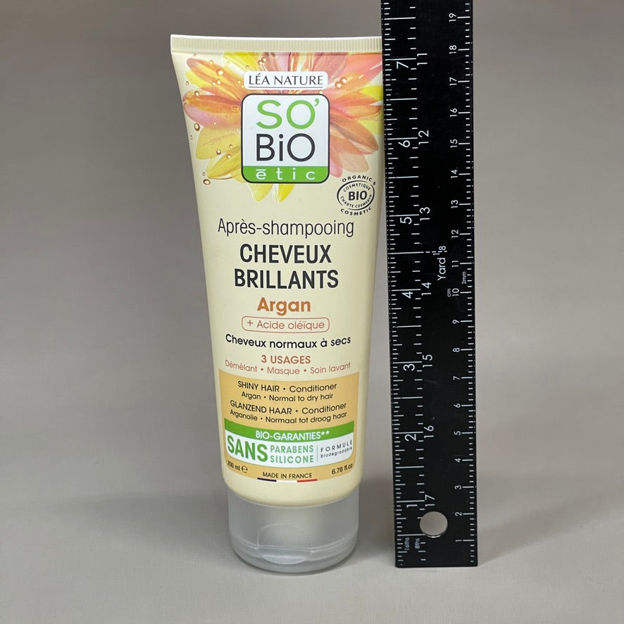 SO BIO ETIC Apres Shampooing Cheveux Brilliants Argan Shiny Hair Conditioner 6.76 FL OZ (New)