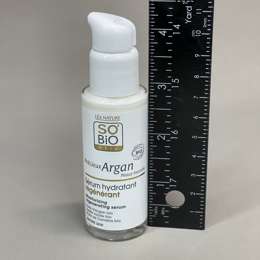 SO BIO etic Precious Argan Moisturizing Regenerating Face Serum Organic Anti-Aging & Firming for Dry Skin & Deep Hydration 1 fl oz (New)