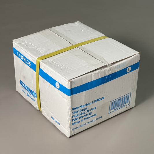 STANDARD GLOVE COMPANY 36 Packs Of 10 Disposable Latex Gloves Sz L - L10PK36 (New)