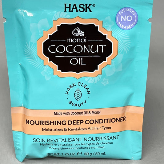 ZA@ HASK Coconut Oil Monoi Deep Conditioner (Set of 12) Packette 1.75 oz 33308K(NEW)