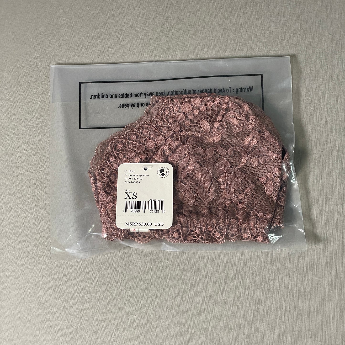 FREE PEOPLE Maya Multiway Lace Bralette Women's Sz XS Summer Sparrow OB1225473 (New)