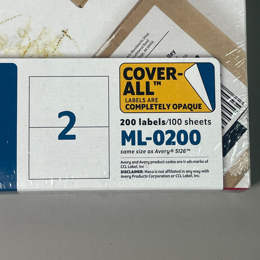 MACO Laser / Ink Jet White Shipping Labels 5.5" x 8.5” 200 Labels (100 sheets) ML-0200