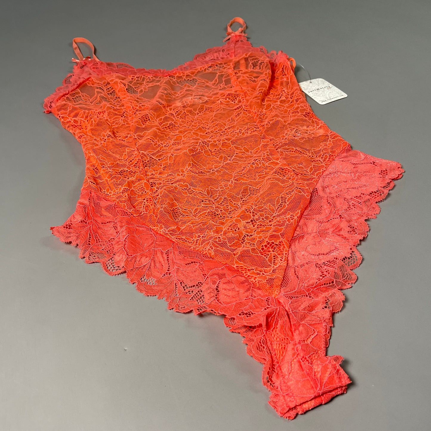 FREE PEOPLE Sheer One Touch Bodysuit Leotard Women's Sz XS Watermelon Lace OB1457989 (New)