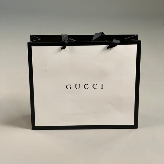 GUCCI Authentic Retail Store Gift Bag Tote Paper White / Black 13" x 11" x 4" (New)