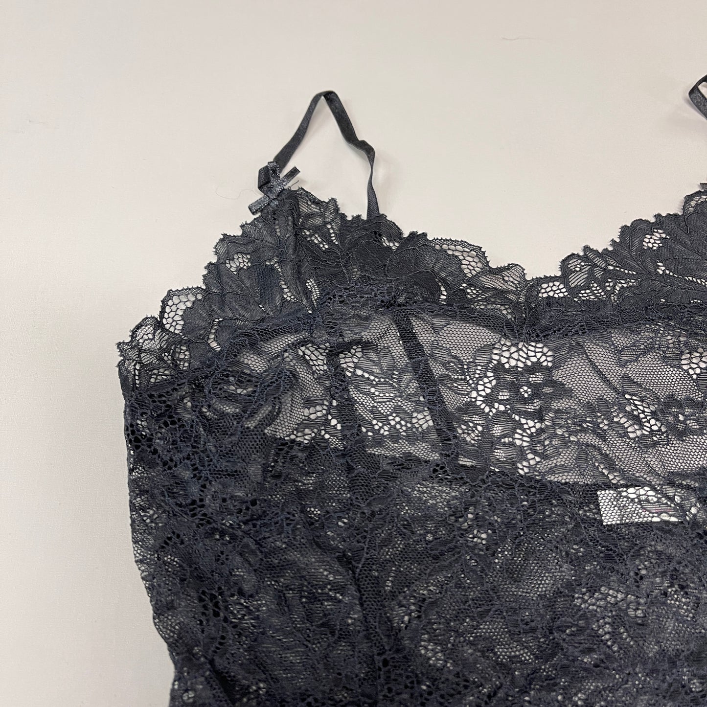 FREE PEOPLE Sheer One Touch Bodysuit Leotard Women's Sz M Black Lace OB1457989 (New)