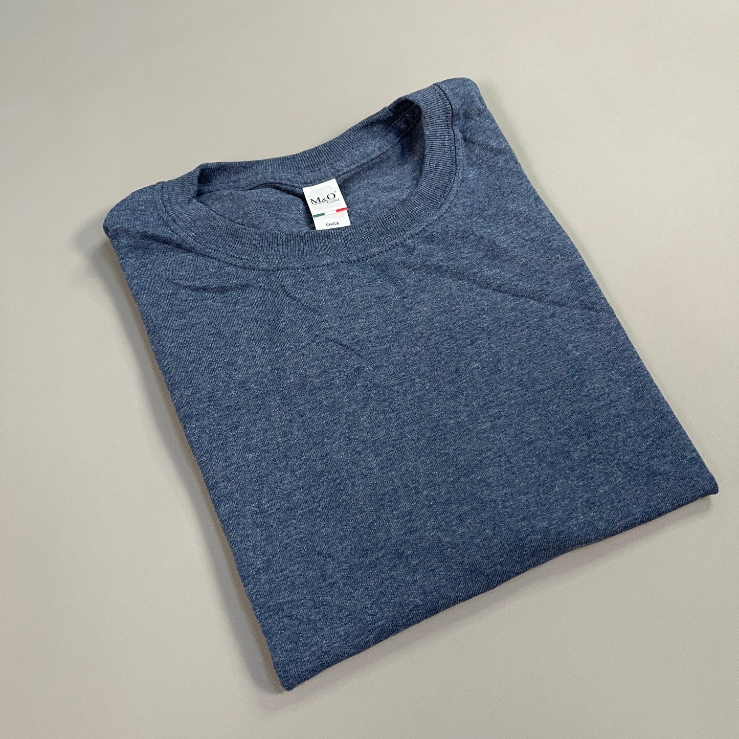 M&O Gold Soft Touch Blank T-Shirt 50/50 Cotton/Poly Sz S Navy Heather 4800 (New)