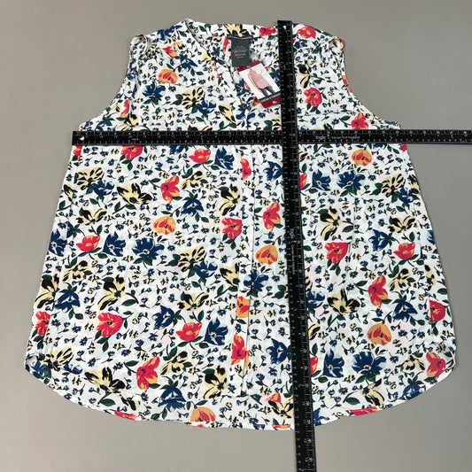 CHELSEA & THEODORE Sleeveless Blouse Women's Size XL Bash Floral White 2165072 (NEW)