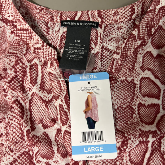 CHELSEA & THEODORE Sleeveless Blouse Women's Size L Pink Python 2165072 (NEW)