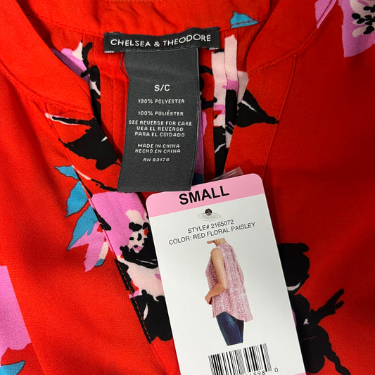 CHELSEA & THEODORE Sleeveless Blouse Women's Size S Red Floral Paisley 2165072 (NEW)