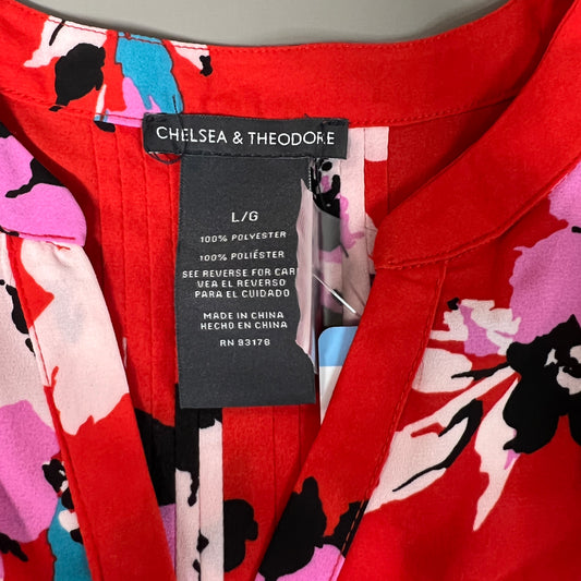 CHELSEA & THEODORE Sleeveless Blouse Women's Size L Red Floral Paisley 2165072 (NEW)