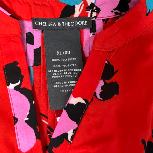 CHELSEA & THEODORE Sleeveless Blouse Women's Size XL Red Floral Paisley 2165072 (NEW)