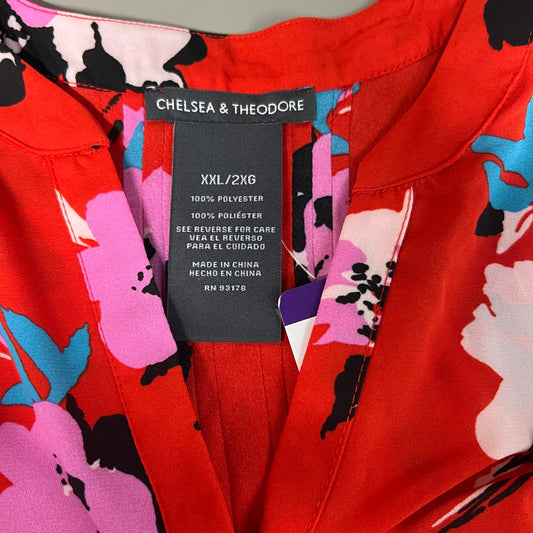 CHELSEA & THEODORE Sleeveless Blouse Women's Size XXL Red Floral Paisley 2165072 (NEW)