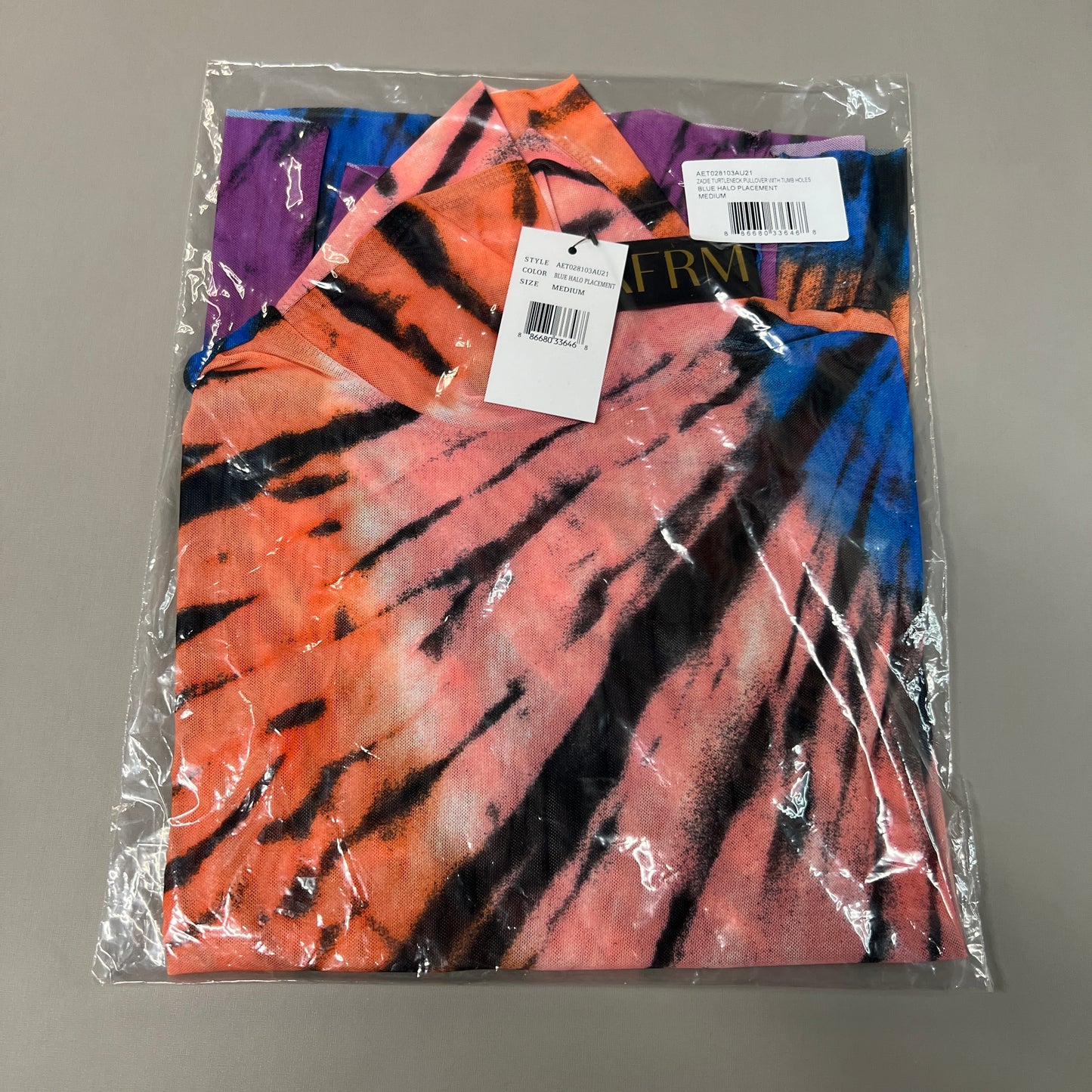 AFRM Zadie Turtleneck Pullover w/Thumb Holes Women's M Blue Halo Placement AET028103AU21 (New)