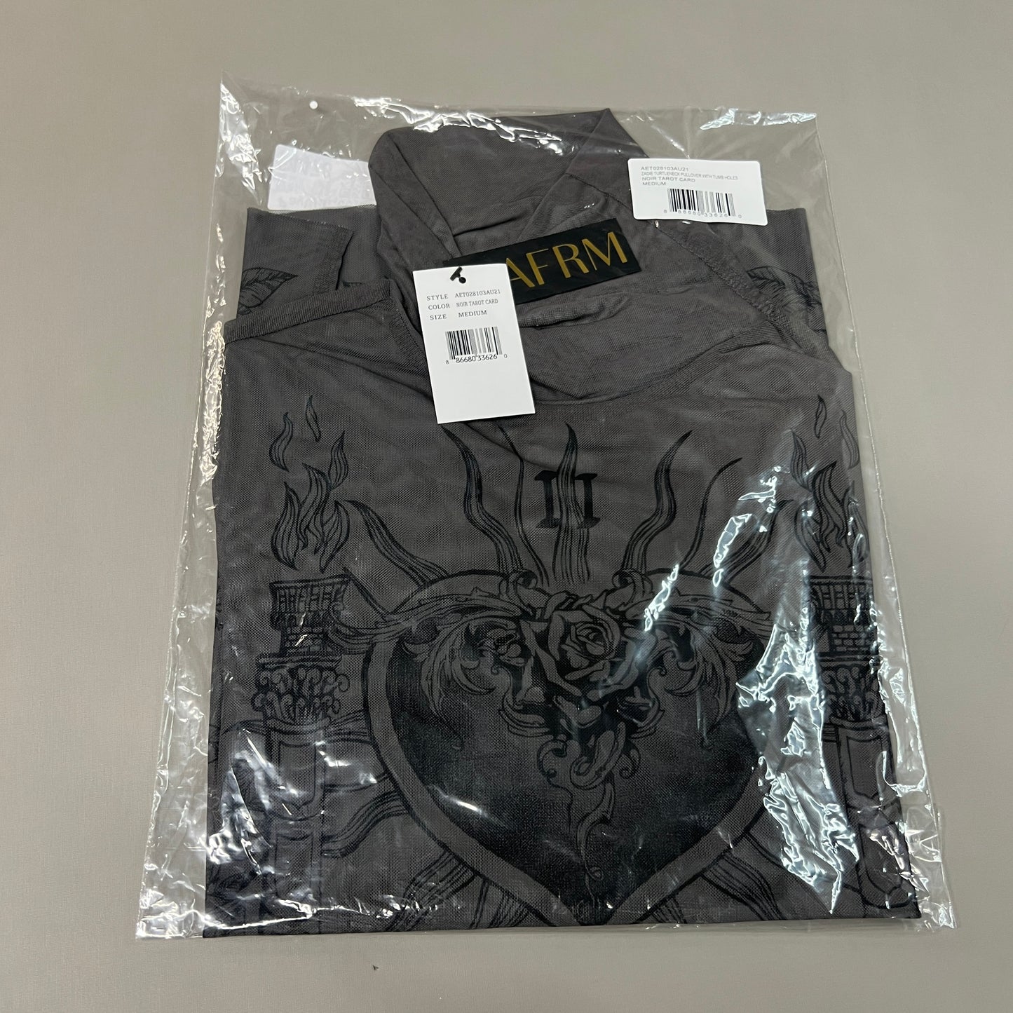 AFRM Zadie Turtleneck Pullover w/Thumb Holes Women's M Noir Tarot Card AET028103AU21 (New)