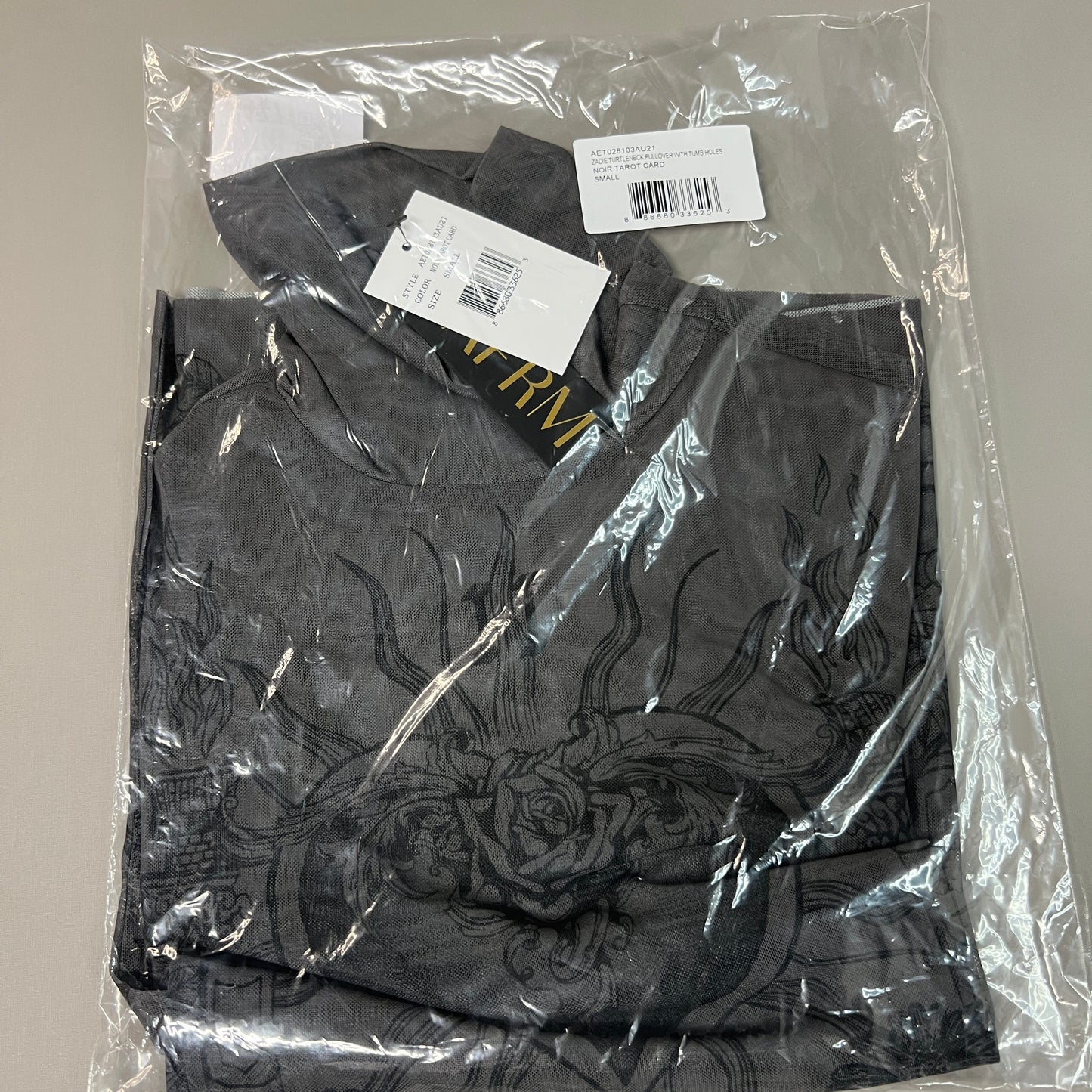 AFRM Zadie Turtleneck Pullover w/Thumb Holes Women's S Noir Tarot Card AET028103AU21 (New)