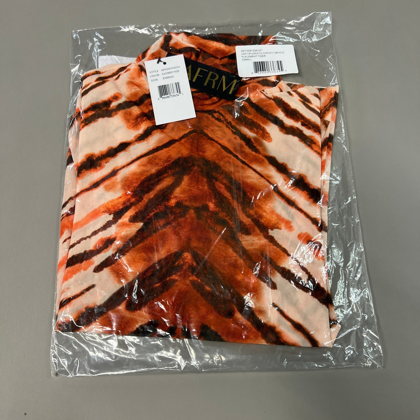 AFRM Zadie Turtleneck Pullover w/Thumb Holes Women's XS Placement Tiger AET028103AU21 (New)