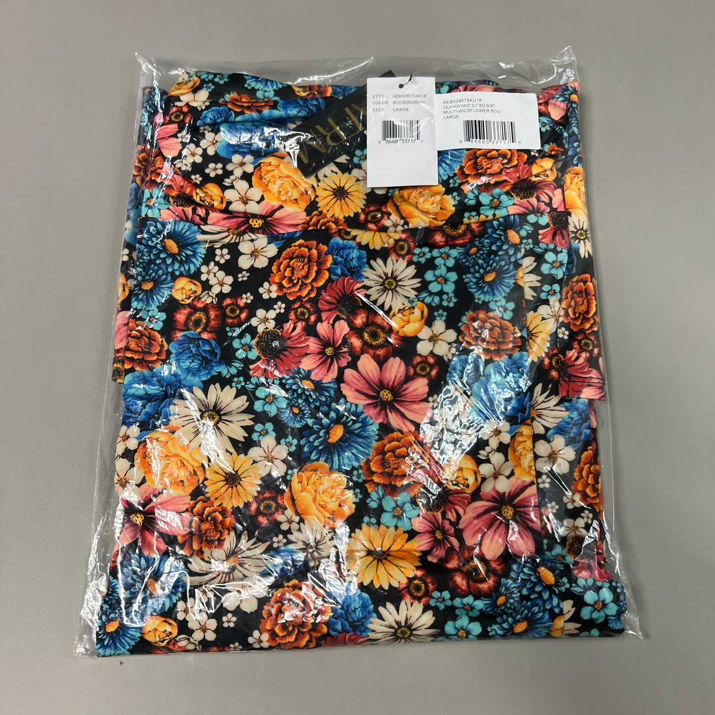 AFRM Gala High Waist Slit Midi Skirt Women's L Multi Wildflower AEB029575AU18 (New)